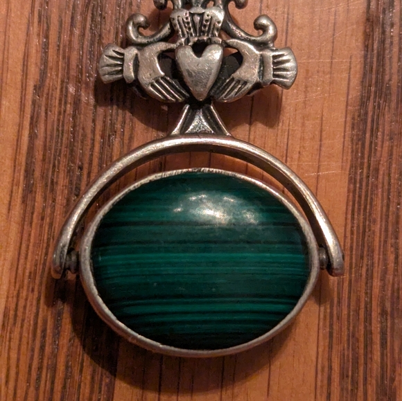 Elegant Large Claddagh Fob Pendant - Picture 2 of 4